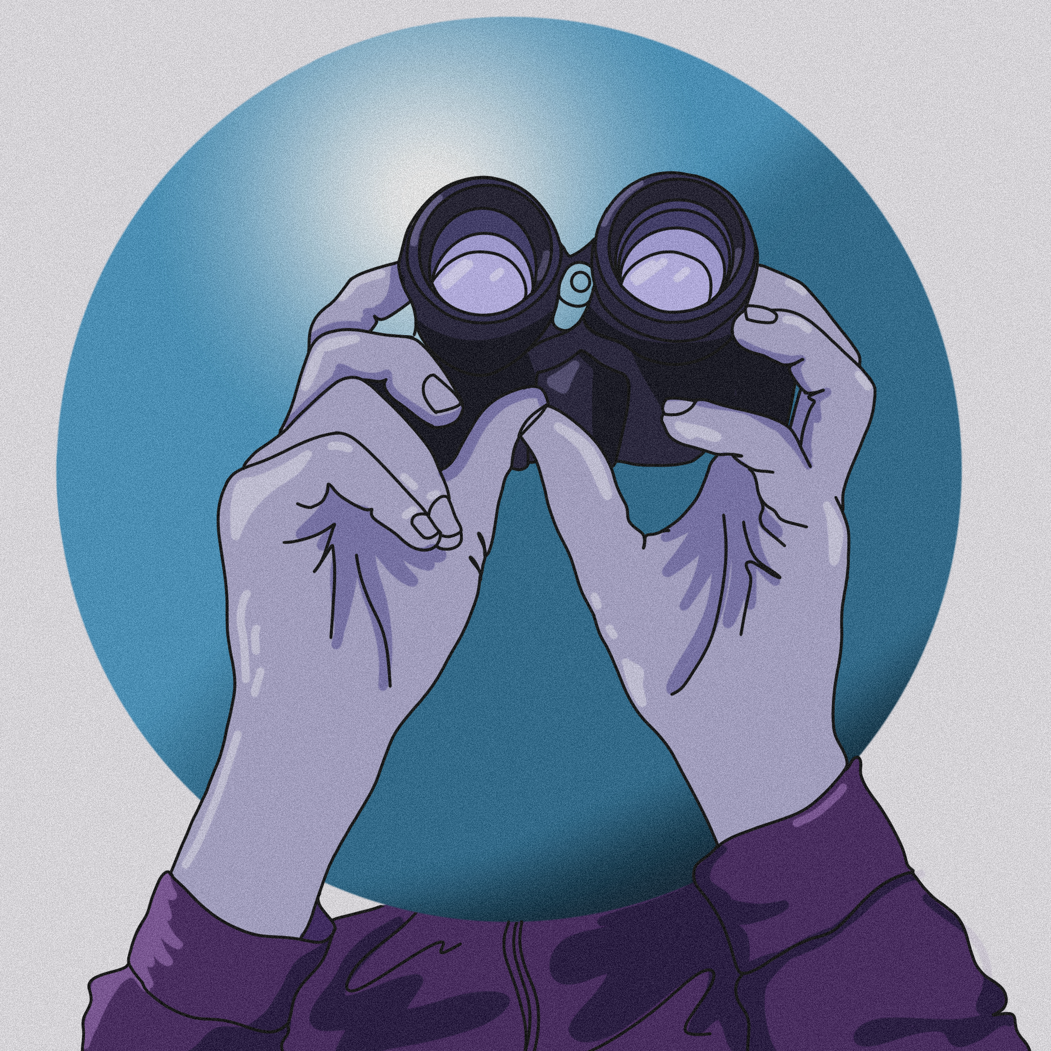 Illustration: Male holding binoculars